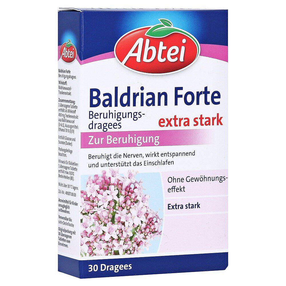 欧洲直邮德国Abtei加强版缬草根片镇静舒缓神经助眠安睡睡眠30粒