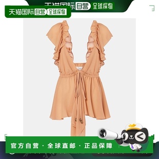 orange橙色 香港直邮Chloe 荷叶边真丝雪纺上衣 女士 舒适时 蔻依