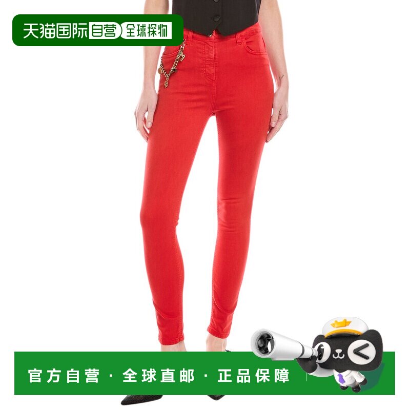自营Elisabetta Franchi紧身牛仔裤-红色 美国奥莱直发