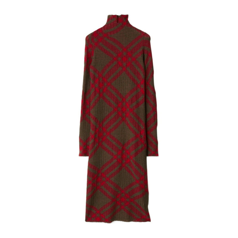 BURBERRY 女士连衣裙 80935801 CO 红色 格纹羊毛混纺连衣裙