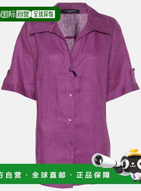 自营Marina Sport By Marina Rinaldi Purple Linen Short Sleeve