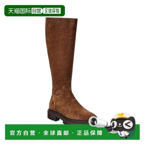 自营Stuart Weitzman Ultra Lug绒面及膝靴棕色女款高筒靴舒适时