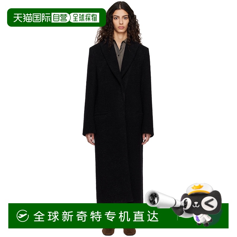 香港直邮TOTÊME 女士 黑色戗驳领大衣 2311030222羊毛
