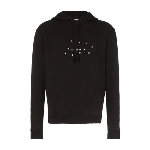 Saint Laurent 黑色logo连帽卫衣 577092YBJH2