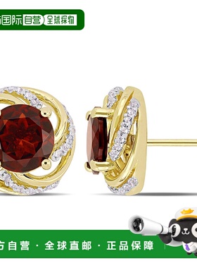 自营 mimi & max4 1/3 克拉 TGW 石榴石和白色托帕石漩涡状镀黄色