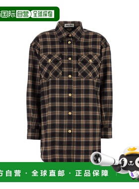 1h可退 香港直邮Miu Miu 缪缪 女士 格纹纽扣衬衫 MK1906SOOO16DO