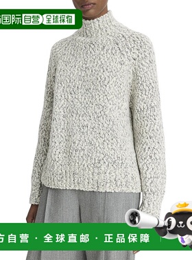 自营Vince Tonal Marl纹理高领羊毛和羊绒混纺毛衣-白色 美国奥莱