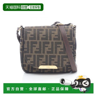 日本直邮中古Fendi芬迪女包B级9新Shoulder bag肩包帆布斜挎包棕