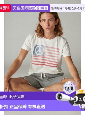 自营Lucky Brand 7M85551男式大码白色棉质和平旗圆领T恤APP896-