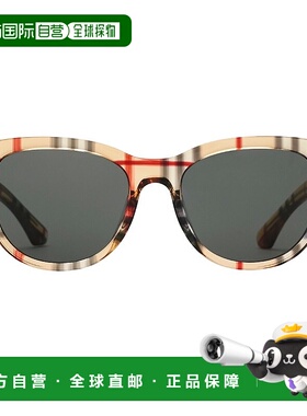 欧洲直邮BURBERRY/博柏利24新款 男女通用浅棕色醋酸框圆弧形墨镜