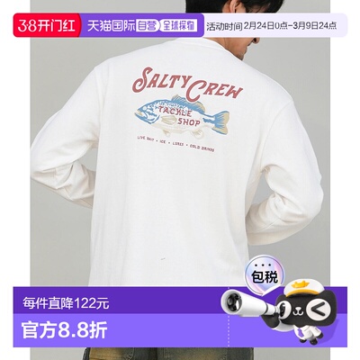 1h可退 日本直邮SALTY CREW 男女同款 长袖T恤 背面印花 全棉 750