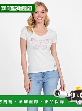 自营 guessEco Chrysalis 蝴蝶 T 恤 - 纯白色 美国奥莱直发短袖