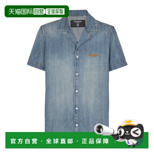 香港直邮Balmain 褪色牛仔短袖睡衣衬衫 FH0HB041DG03
