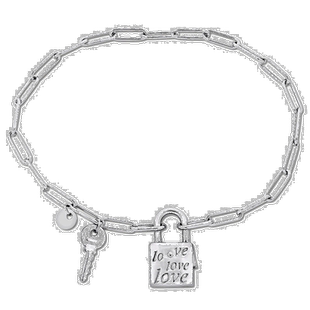 自营 925 纯银 Mimi & Max 回形针吊饰手链配锁扣和钥匙扣 - 7.5