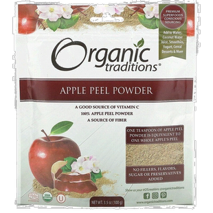 香港直发Organic Traditions,苹果皮粉,3.5 盎司(100 克)膳食