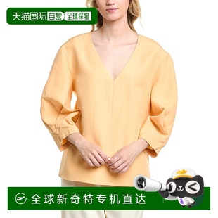 lafayette new 自营 148 york拉斐特148纽约气球袖 V领丝绸亚麻混