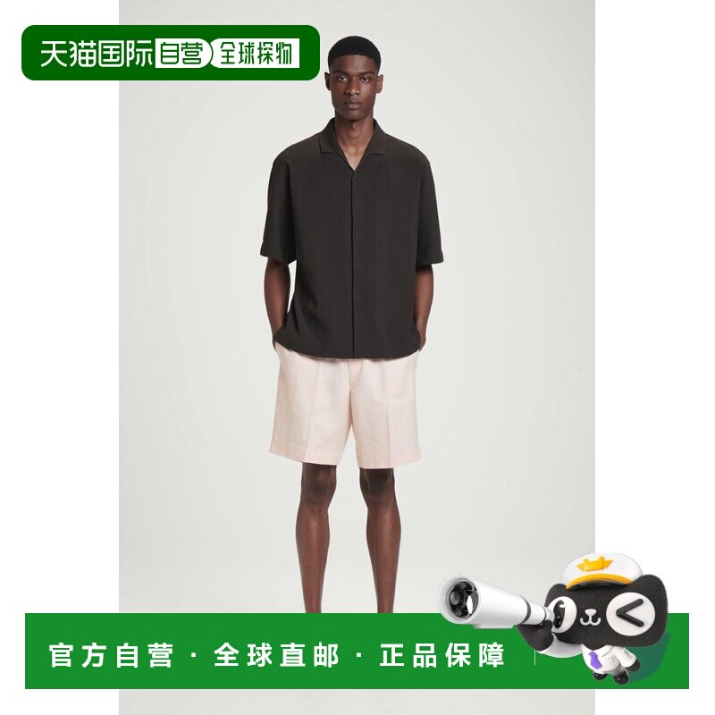 自营欧洲直邮COS 男士杏色亚麻弹性腰围休闲裤短裤图片