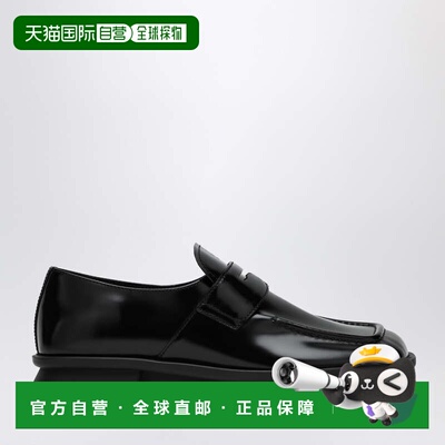1h可退 香港直邮Prada 普拉达 女士 Equal 黑色绒毛皮质莫卡辛便