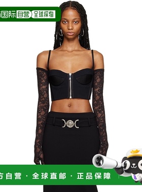 香港直邮潮奢 Versace 范思哲 女士 黑色拉链文胸 10097741A00540