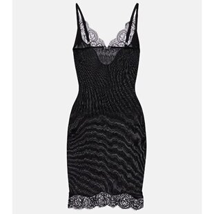 女士 潮奢 圣罗兰 Laurent 蕾丝边真丝针织布吊带连衣裙 Saint