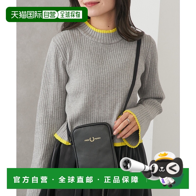 1h可退 日本直邮FRED PERRY 男女同款 全皮 斜挎包 经典罗纹皮革