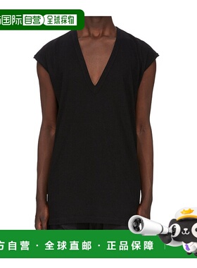 香港直邮RICK OWENS 男士背心 RU02E1230JR09 AW2025 黑色 V领T