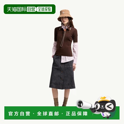 自营欧洲直邮MONCLER盟可睐 女士棕色菱格LOGOPOLO棉质短袖衫通勤