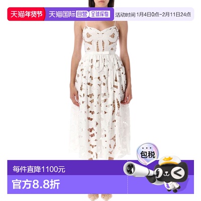 1h可退 香港直邮Self-Portrait 女士 蝴蝶结刺绣中长连衣裙 PF250