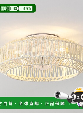 自营 jonathan yRowan 4-Light LED Ceiling Fan, Metal/Rattan,