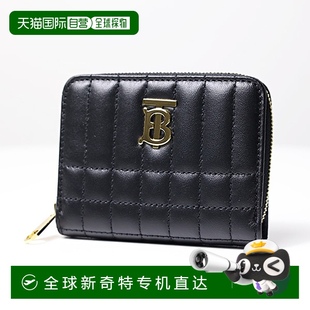 日本直邮Burberry 迷你钱包零钱包零钱包圆形T 皮革拉链钱包 Lola
