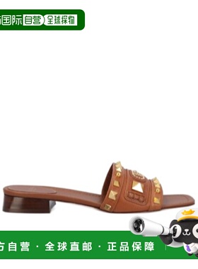 香港直邮VALENTINO 女士凉鞋 WS0LT2ZQFN58 SS2025 棕色 铆钉拖鞋