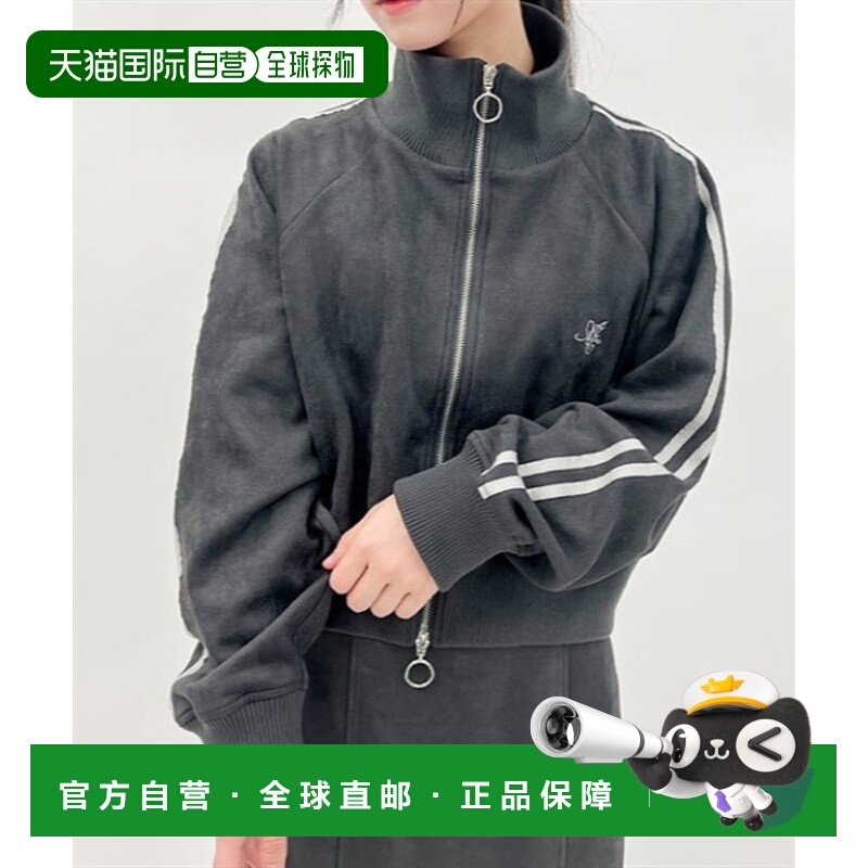 1h可退 日本直邮axes femme 女士刺绣麂皮绒拉链夹克 OA61X03