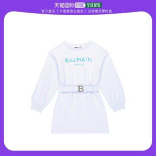 女童徽标束带棉质运动风连衣裙童装 香港直邮潮奢 Balmain 巴尔曼