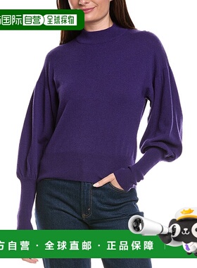 自营autumn cashmere秋季羊绒立领露肩羊毛衫-紫色 美国奥莱直发