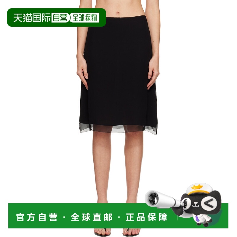 1h可退 香港直邮潮奢 toteme 女士 黑色 Chiffon Slip 半身裙 254