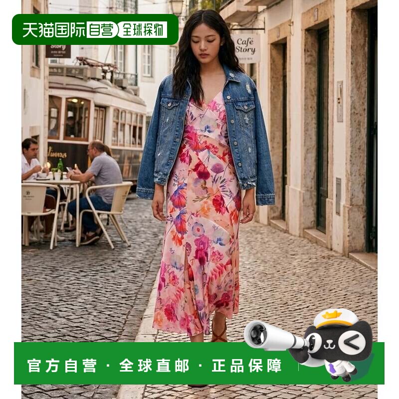 日本直邮Desigual 克里斯汀 拉克鲁瓦 多彩花卉连衣裙 粉红 红色