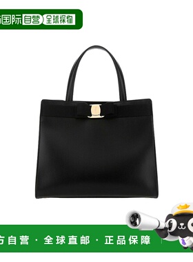 香港直邮Salvatore Ferragamo 黑色LOGO手提包单肩包 21I290