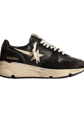 欧洲直邮GOLDENGOOSE/GGDB女士黑色绒面皮革LOGO鞋尾低跟运动鞋