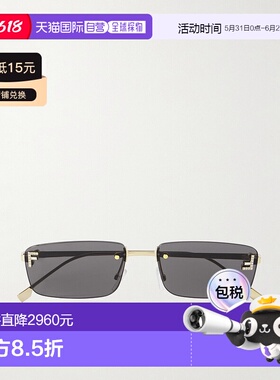 香港直邮Fendi 芬迪 女士 First 矩形框水晶装饰镀金太阳眼镜 FE4