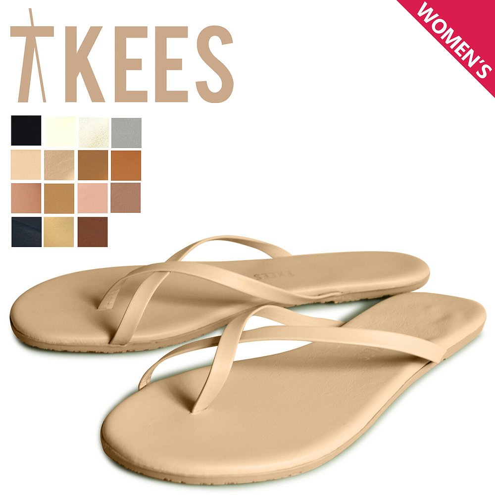 日本直邮TKEES 女士哑光夹趾凉鞋夏日海滩拖鞋简约舒适
