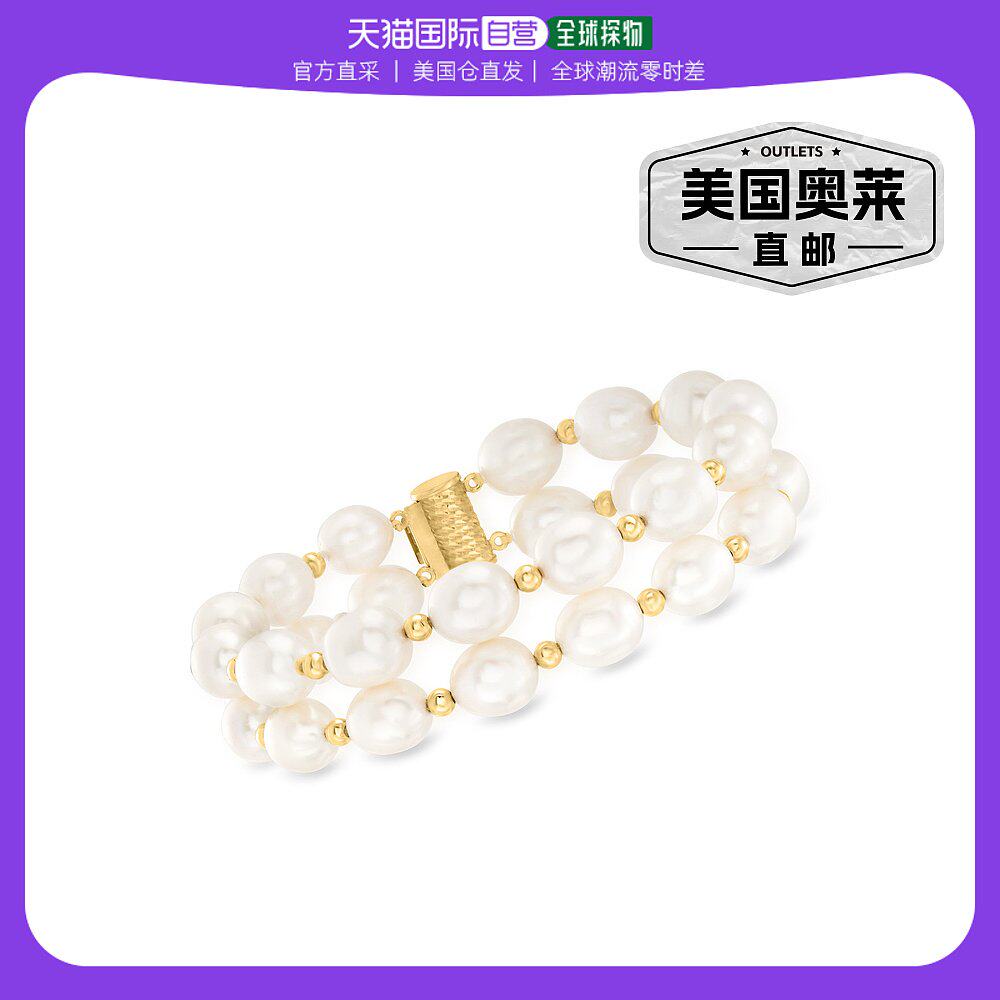 Ross-Simons 14 克拉黄金 8-9 毫米养珠 2 行手链 7.25 英寸 【美怎么样,好用不?