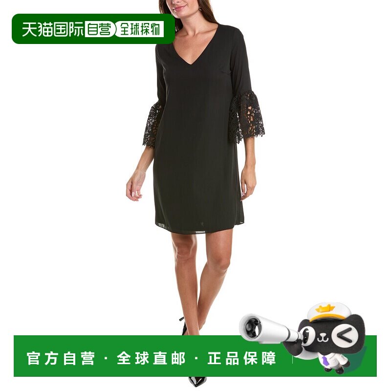 自营Joseph Ribkoff蕾丝喇叭袖紧身连衣裙-黑色 美国奥莱直发