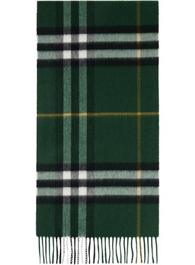 潮奢 Burberry 巴宝莉 女士 绿色 Check Cashmere 围巾 8094653
