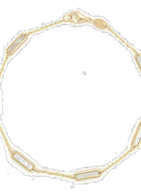 自营 sabrina14K 金 Station Bar 珍珠母贝手链 7 英寸 - 黄金 美