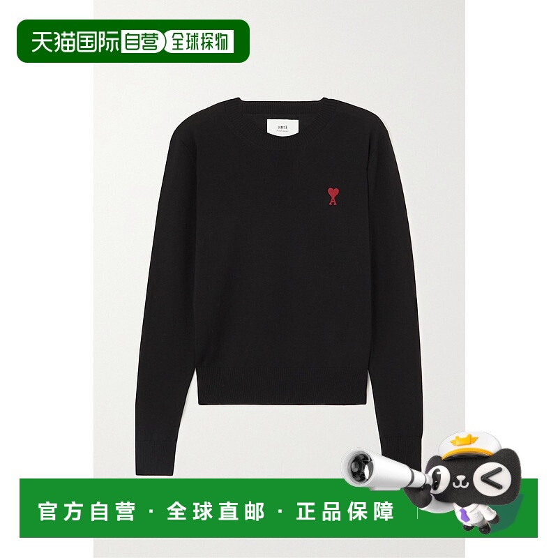 香港直邮Ami Paris 女士 + SUSTAIN ADC 网状刺绣美利奴羊毛毛衣
