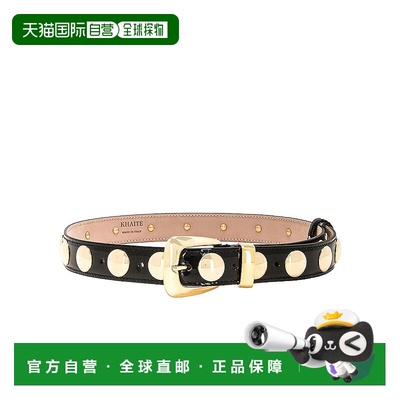 1h可退 香港直邮潮奢 KHAITE 女士 Benny 铆钉金色皮带(黑色) 100