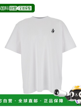 1h可退 香港直邮J.W. Anderson 男士 Front 白色圆领带Logo刺绣棉