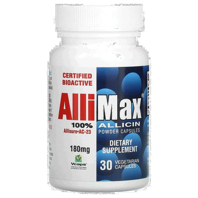 香港直发Allimax全 蒜素粉胶囊180 毫克30 个素食胶囊大蒜素