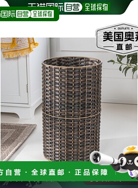 happimessCecil Modern 4.13 加仑仿柳条圆筒废纸篓，梨绿色/黑色