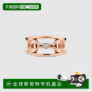 欧洲直邮Gucci古驰女士18k玫瑰金大号 带马衔扣细 18K 钻石戒指